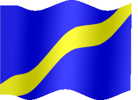 Extra Large animated flag of Blue flag yellow stripe