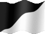Medium animated flag of Per bend black white flag
